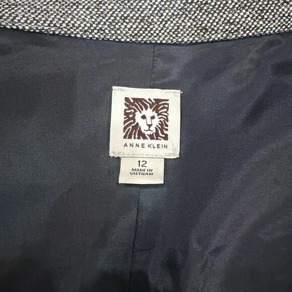 WMN 12 Anne Klein Tweed Lined Jacket Blazer Button Front Black/Gray nwot - Picture 5 of 13